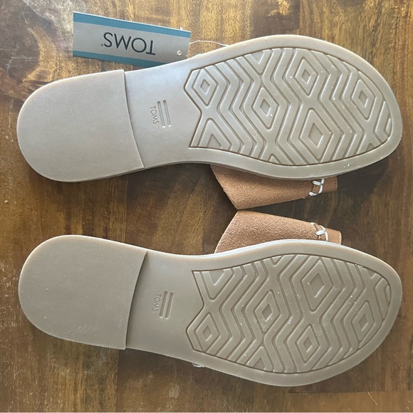 Toms Shea Tan Leather slide sandals embroidered detail size 8 NWT - Picture 4 of 8